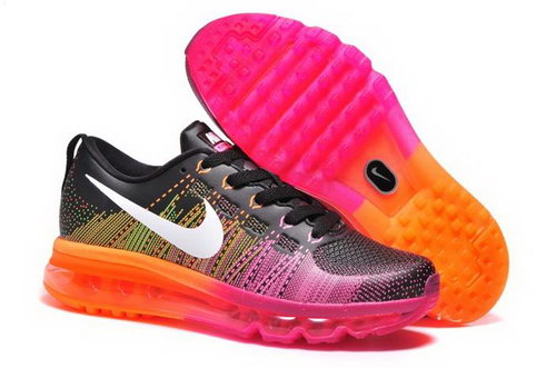 Nike Flyknit Max Womens Shoes Leather Print Black Pink Mago White New Online